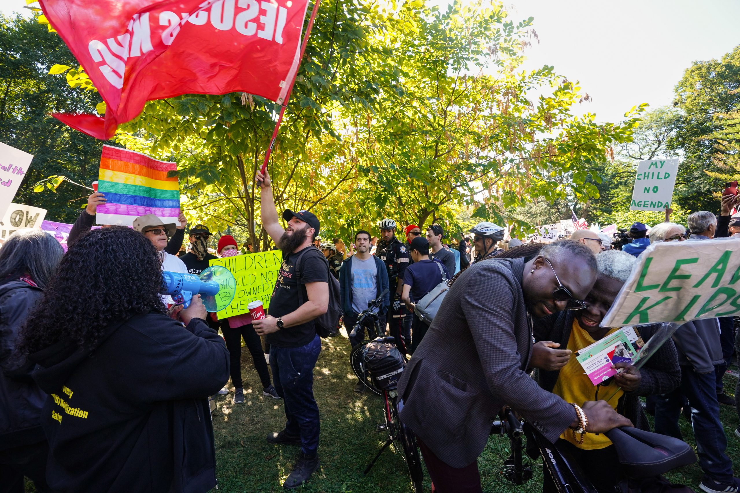 Duelling protests over gender identity in schools as thousands pack Queen's  Park