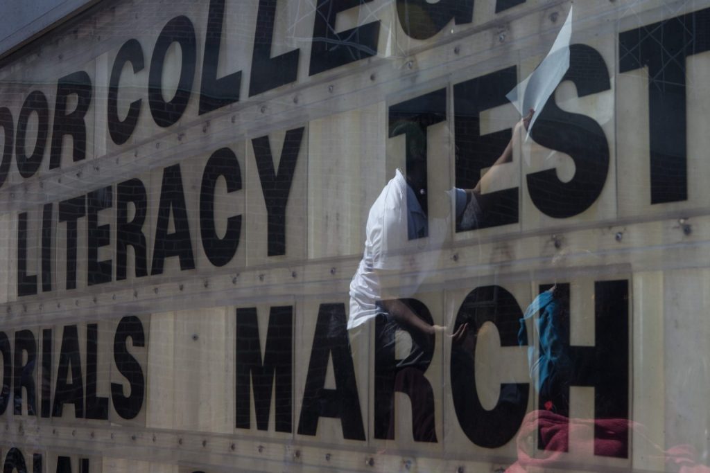 Students from a Toronto high school are reflected in the school's message board