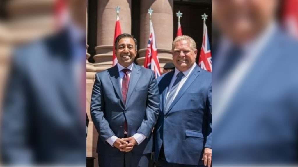 Premier Doug Fordis seen with MPP Rasheed