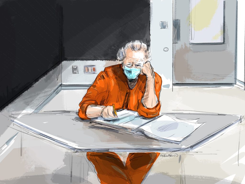 Canadian fashion mogul Peter Nygard is shown in this courtroom sketch in Toronto on Jan. 19, 2022.