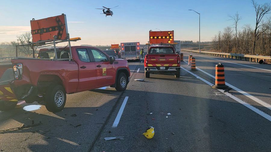 MTO contracted employees struck while protecting crash scene on Highway 400