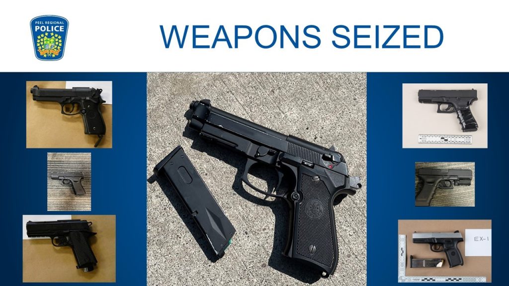 Weapons seized by Peel Regional Police in Project Stirling