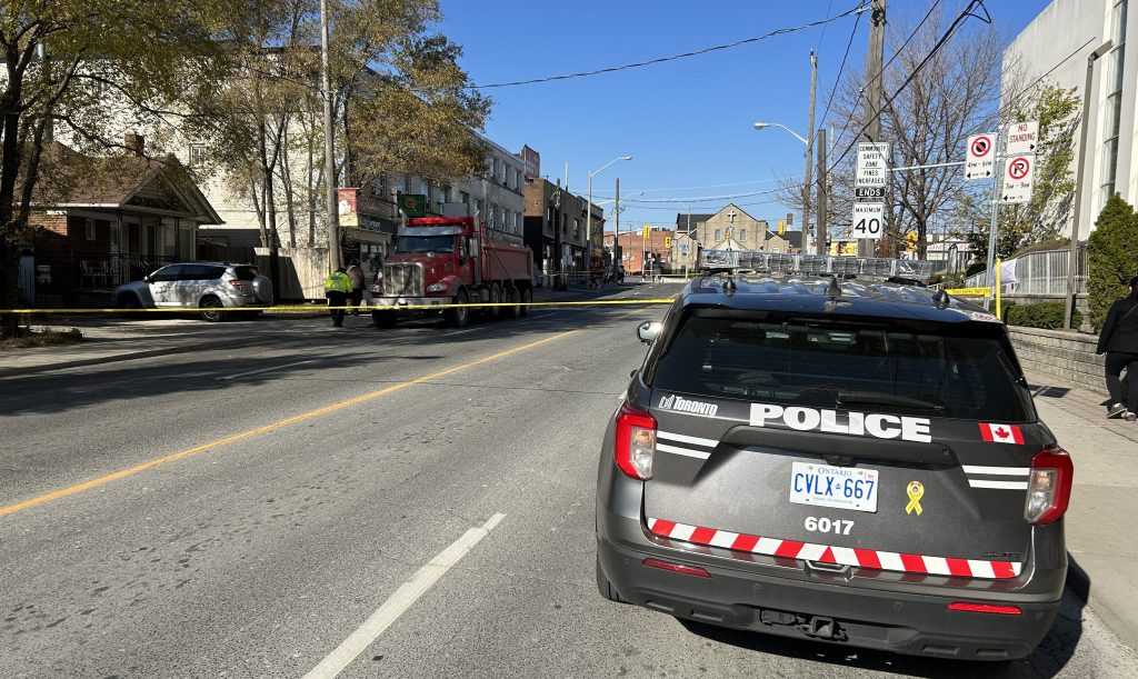 A man was struck by a dump truck at Eglinton Avenue West and Dufferin Street on Nov. 13, 2023