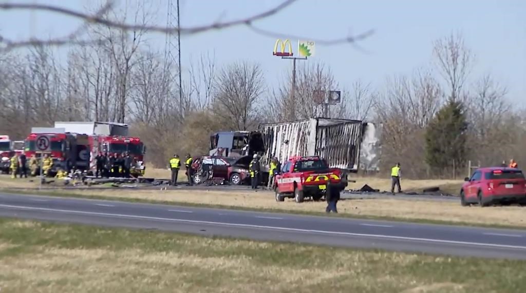 Ohio interstate crash involving busload of high school students