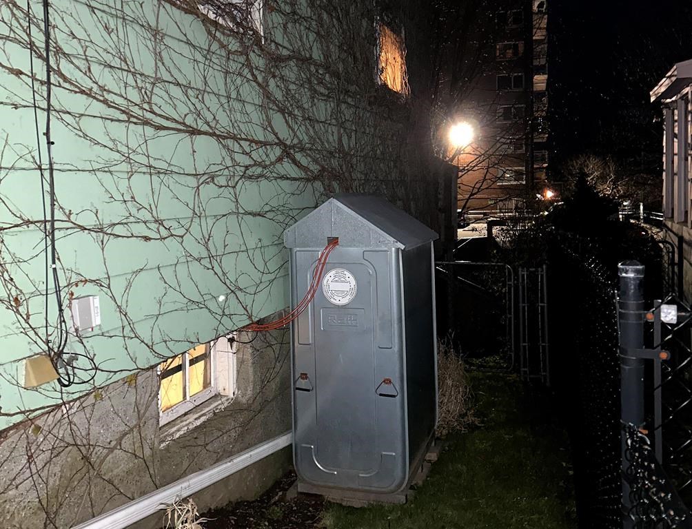 A shed sits at the side of a house, containing home heating oil, in Halifax