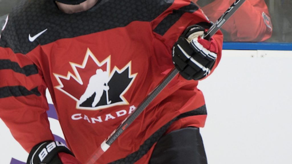 Canadian hockey player wearing a Hockey Canada sweater