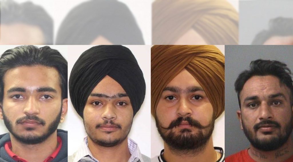 The four suspects from an aggravated assault in Brampton.
