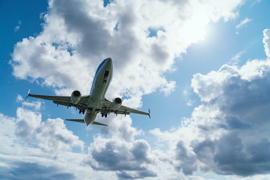 An airliner in flight.