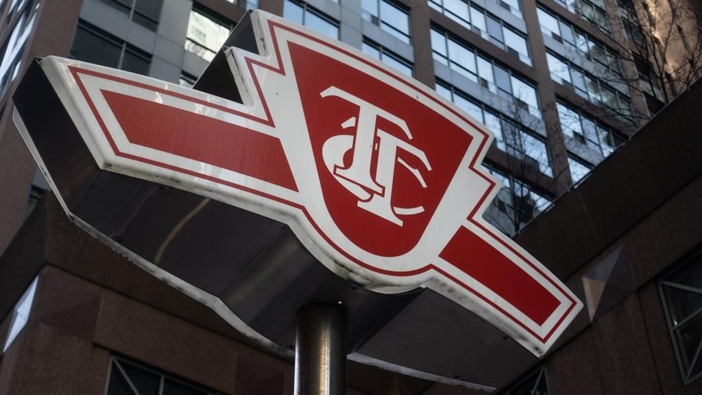 A Toronto Transit Commission sign is shown at a downtown Toronto subway stop