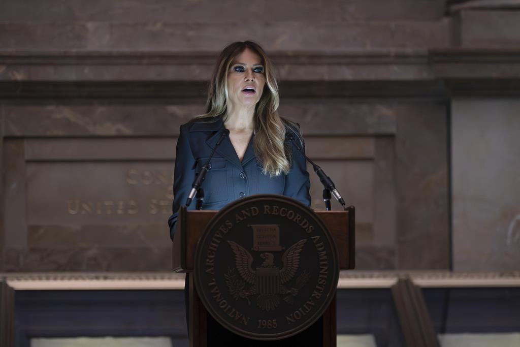 In A Rare Appearance Melania Trump Welcomes New Citizens At A National
