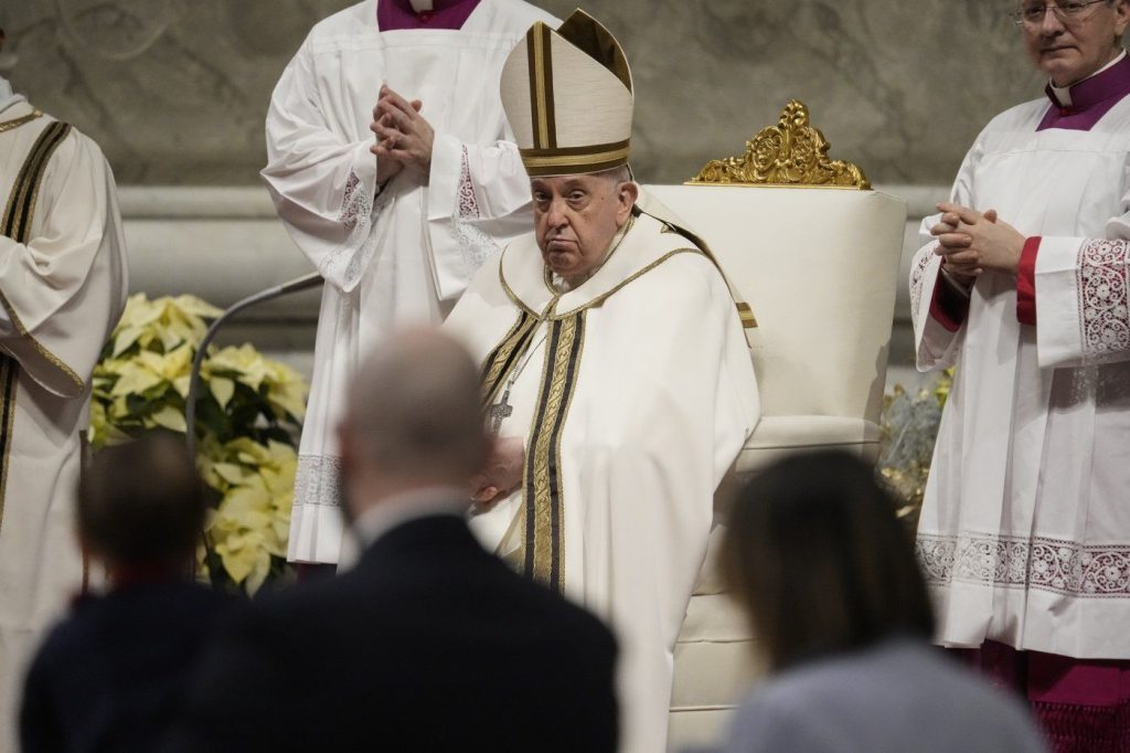Pope says 'our hearts are in Bethlehem' as he presides over the Christmas Eve Mass