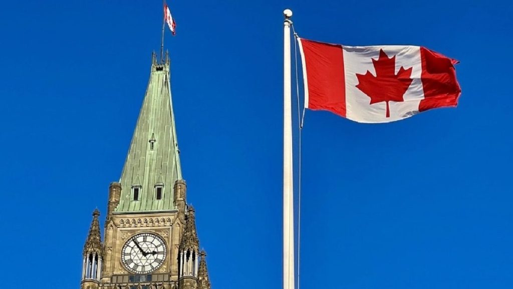 The Canada flag is seen at Parliament Hill in Ottawa, Ont.