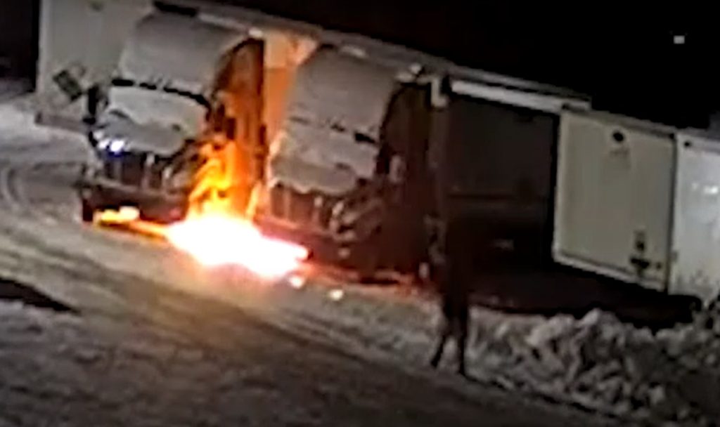 Police released a video that shows a suspect setting two truck cabs on fire in Richmond Hill on Jan. 17, 2024