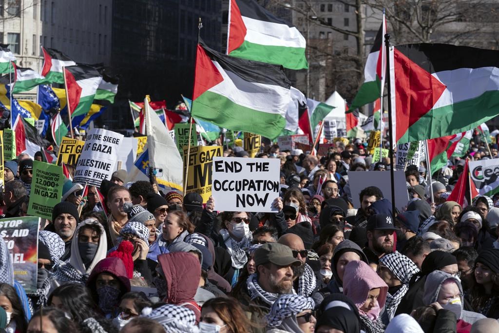 A global day of protests draws thousands in Washington and other cities in pro-Palestinian marches