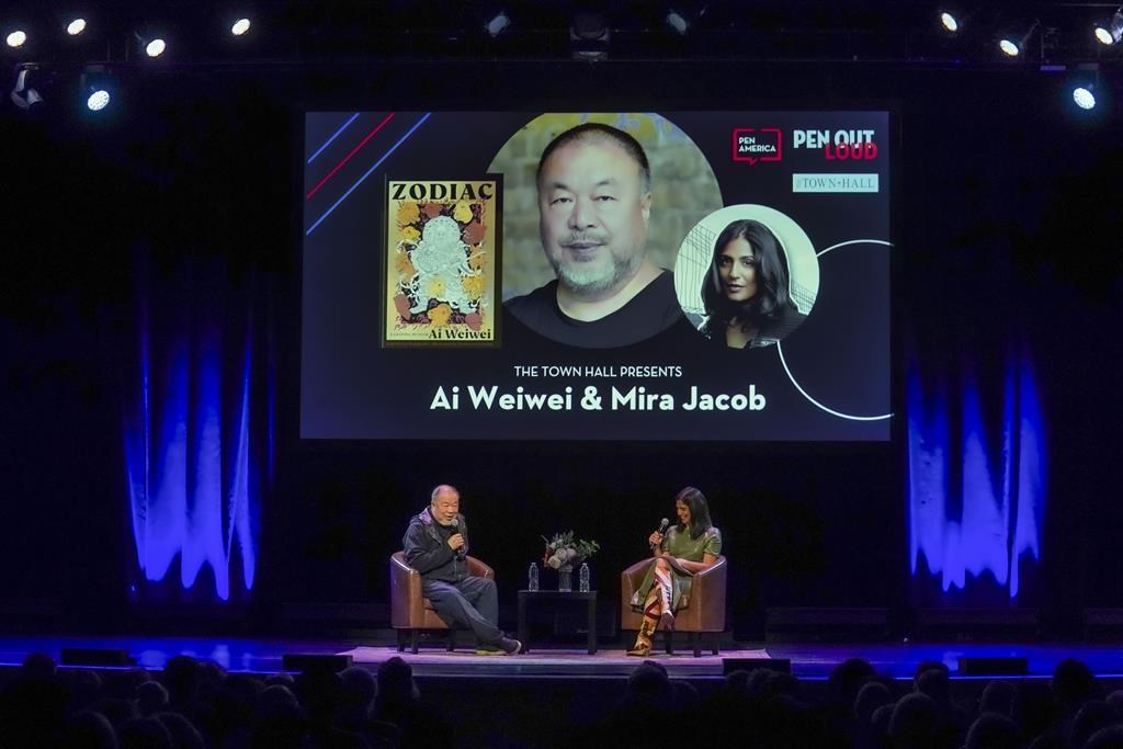 Artist-dissident Ai Weiwei gets 'incorrect' during an appearance at The Town Hall in Manhattan