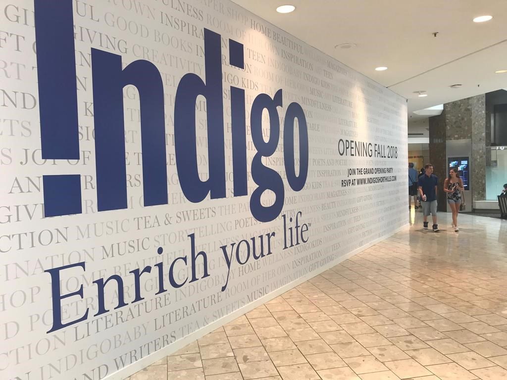 A sign showing where Indigo plans to open a new store