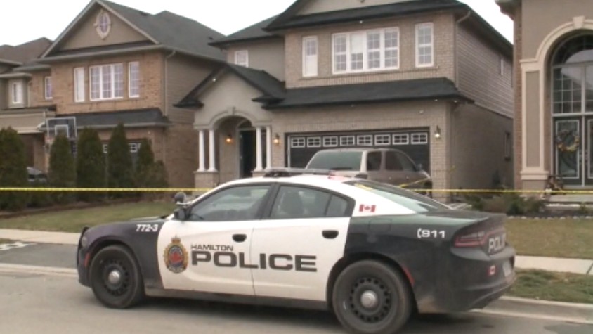 Hamilton Police Service cruiser is seen outside a residence in Stoney Creek