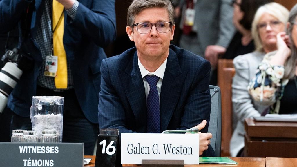 Galen Weston waits to appear as witnesses at the Standing Committee on Agriculture and Agri-Food (AGRI) investigating food price inflation in Ottawa on March 8, 2023