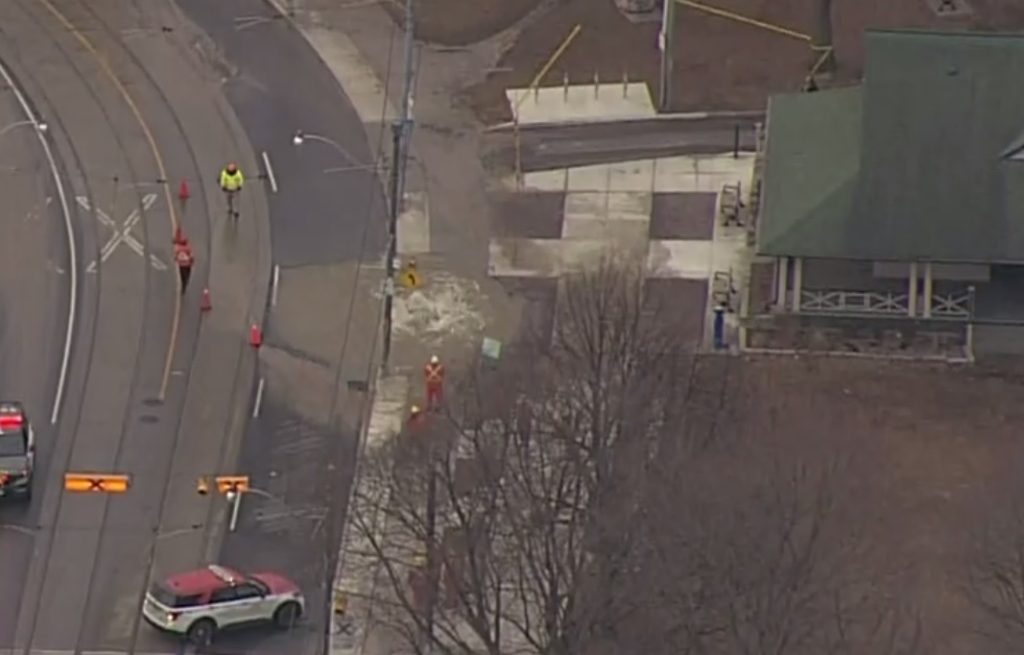 Watermain break on Broadview Avenue north of Gerrard Street on Feb. 22, 2024