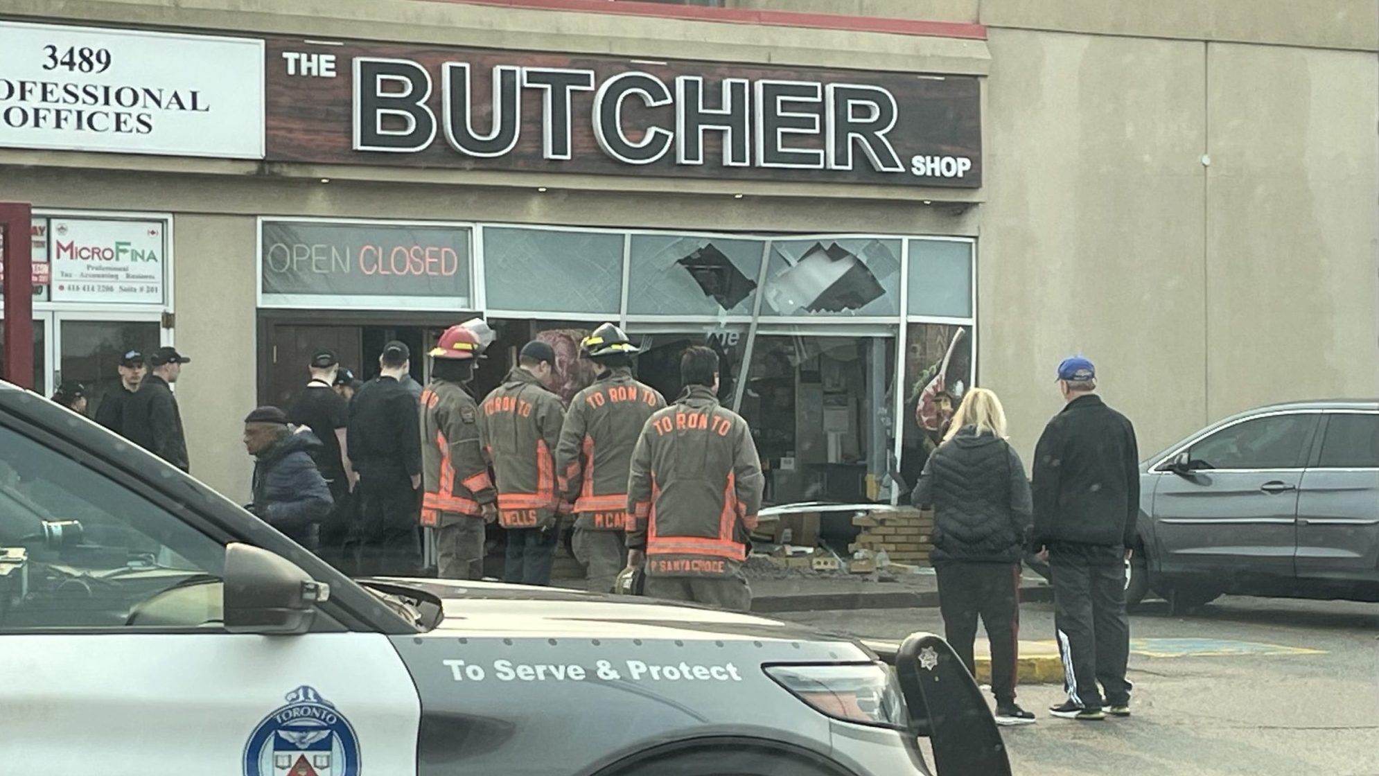 Butcher shop owner grateful no serious injuries after car crashes into his east-end store