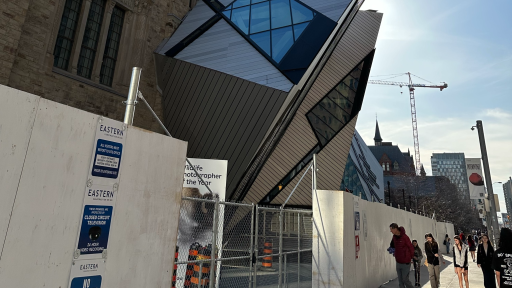 Construction begins outside the Royal Ontario Museum.