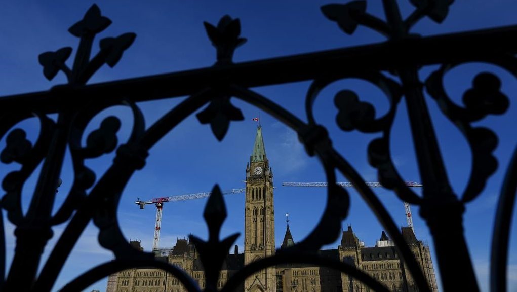 The Peace Tower in Parliament Hill is pictured in morning light in Ottawa on March 7, 2024