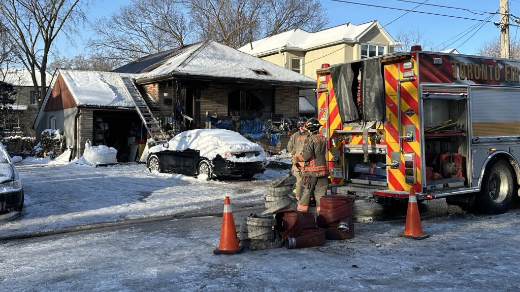 Firefighters on scene of a stubborn three-alarm fire at a North York home