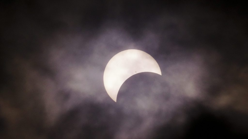 A total solar eclipse is photographed from Prince Edward County, Ont., Monday, April 8, 2024.