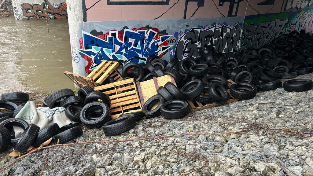 Hundreds of tires illegally dumped near Mimico Creek, likely for months