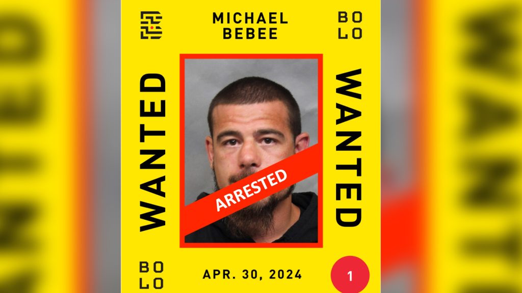 Photo of Michael Bebee as seen on the Bolo Program's most wanted fugitive's list.