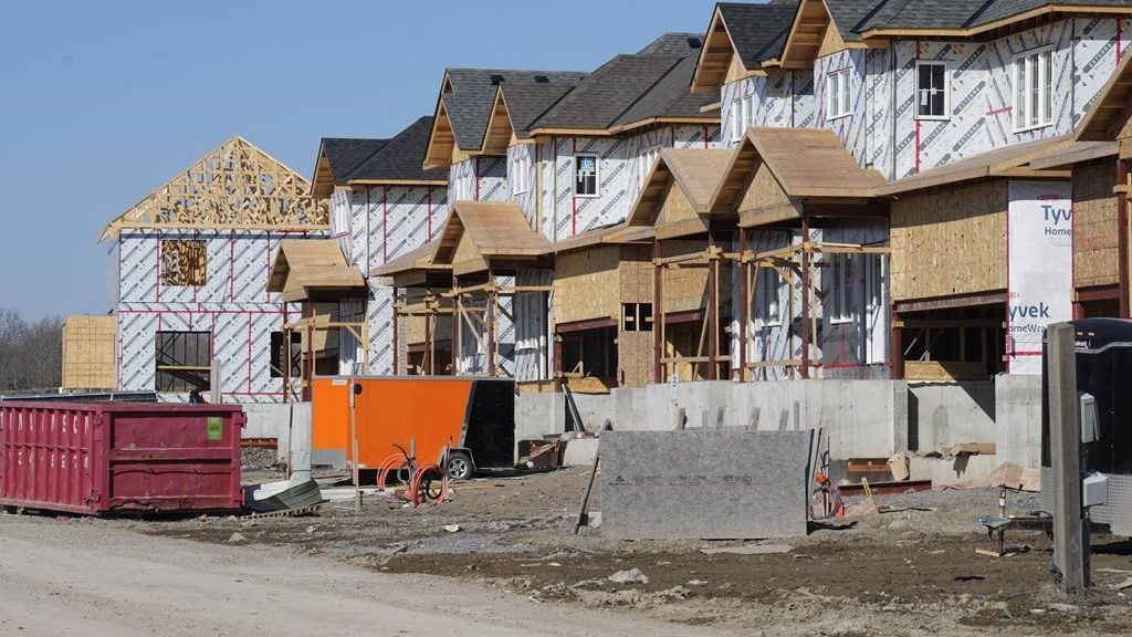 A new housing development is shown in Belleville, Ont., on March 1, 2024