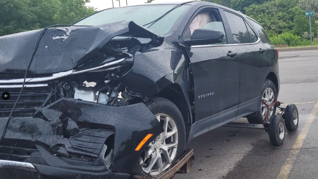 Ontario Provincial Police officers say a driver of a minivan kept driving after getting involved in a collision on the QEW west of Toronto. Officers say the motorist was charged with impaired driving.