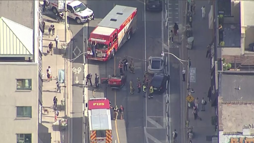 A woman has been taken to hospital after a crash in the Summerhill area.