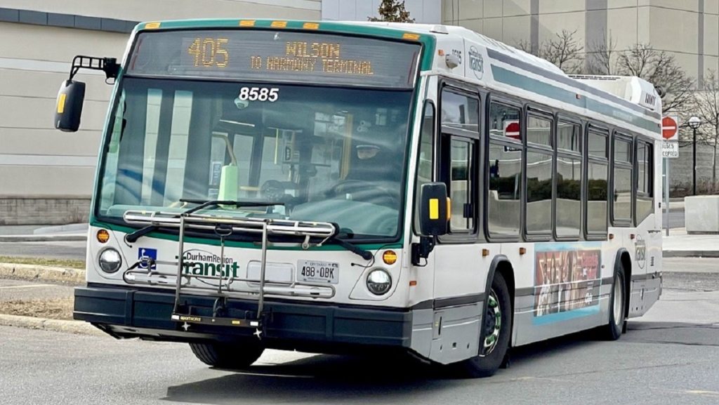 A Durham Region Transit (DRT) bus is seen in Oshawa.