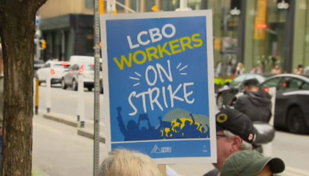 LCBO workers hold rally in downtown Toronto to mark day 2 of historic strike