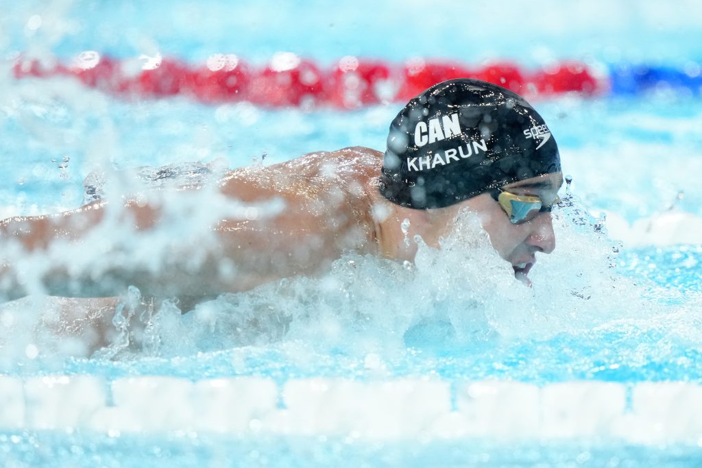 Canada's Ilya Kharun, of Montreal, Que., competes during the men's 200m butterfly semifinal at the 2024 Summer Olympics in Paris, Tuesday, July 30, 2024.