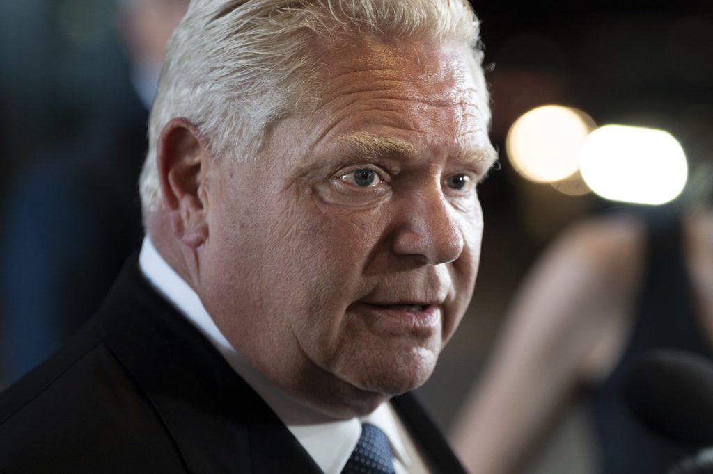 Ontario Premier Doug Ford speaks to reporters at the Council of the Federation meetings in Halifax on Monday, July 15, 2024.