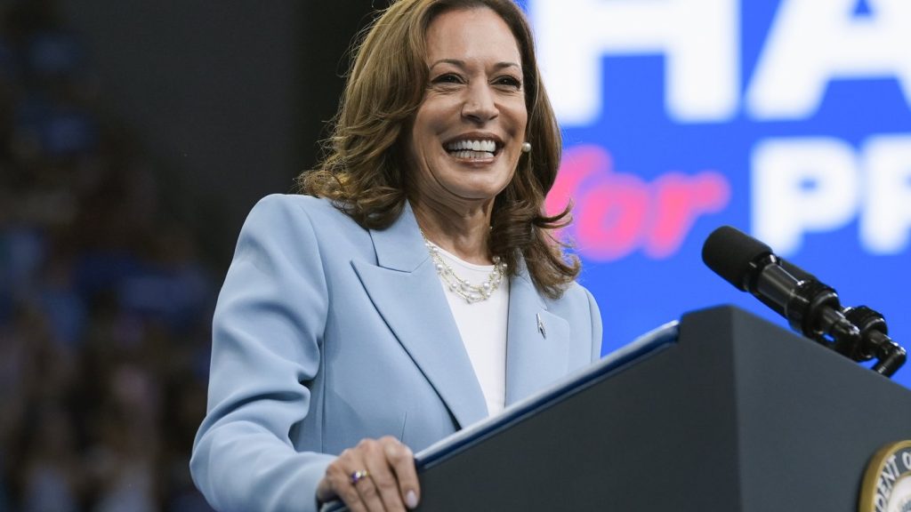 U.S. Vice President Kamala Harris speaks during a campaign rally in Atlanta on July 30, 2024