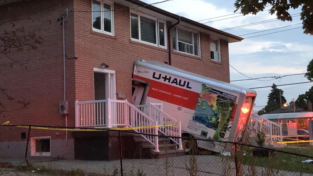 Two men seriously injured after moving truck crashes into Rexdale home