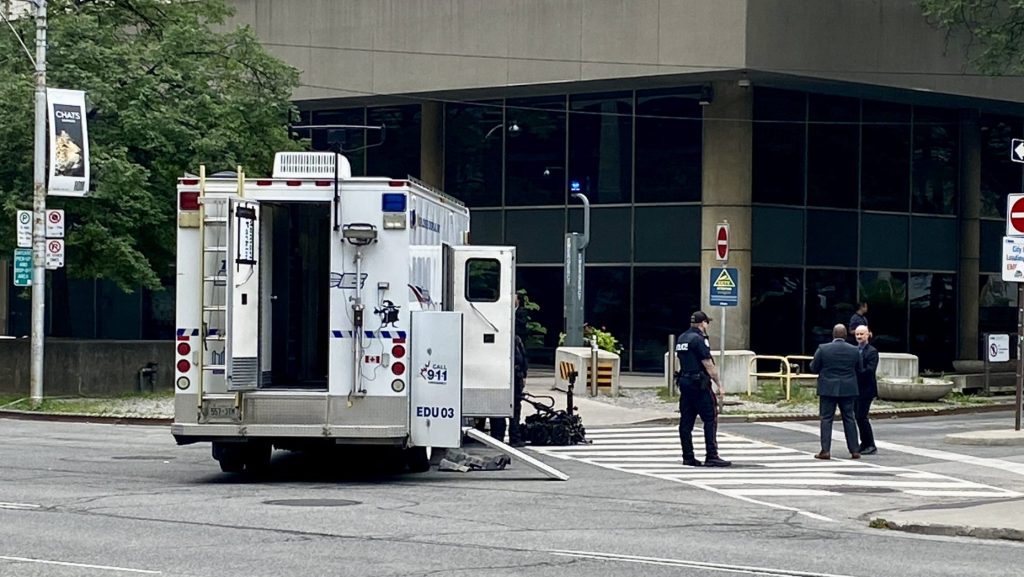 The explosives disposal unit at Toronto City Hall on Aug. 12, 2024