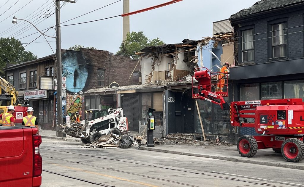 Two-storey building at risk of collapsing on Dundas St. W. partially demolished