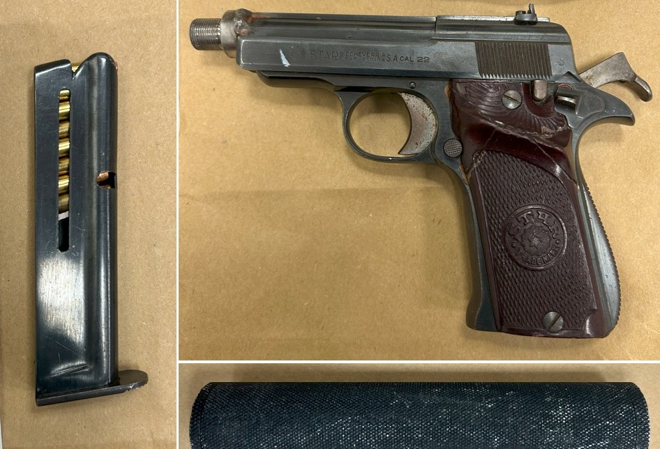 Handguns seized during a drug trafficking investigation.