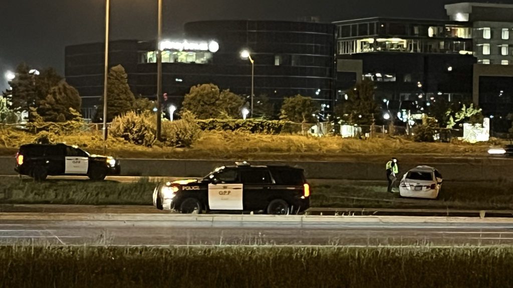 Police on the scene of a single-vehicle collision in Mississauga (Photo: Karim Islam/CityNews Toronto).