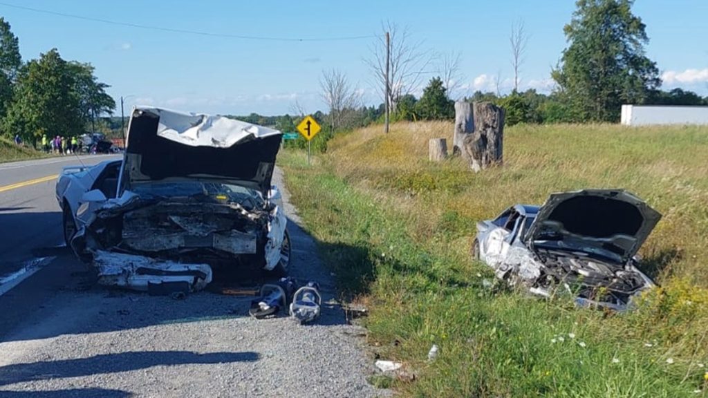 Two of three vehicles involved in a crash on Highway 48 in Georgina