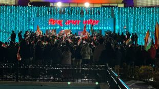 Hundreds gather outside a Hindu temple in Brampton one day after violent clashes.