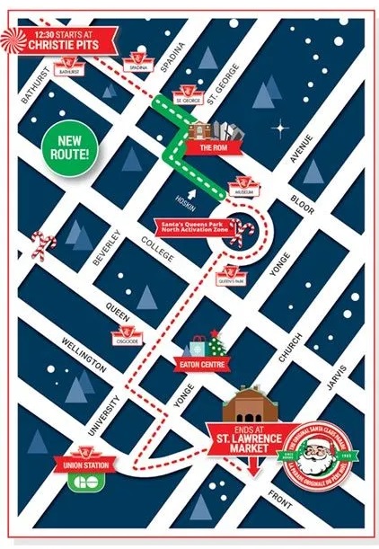 Map of the Toronto Santa Claus Parade.