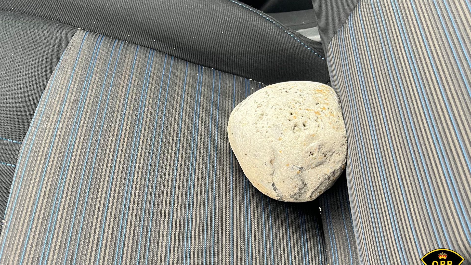 A rock that was thrown at a vehicle in Markham.