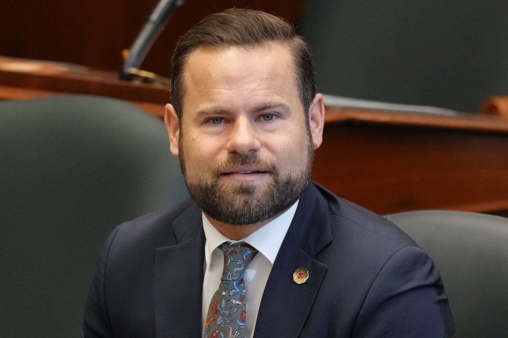 Ontario's Minister of Labour, Immigration, Training and Skills Development David Piccini attends Question Period at the Ontario Legislature in Toronto, Tuesday, Nov. 28, 2023.