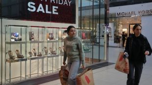 Shoppers track down Black Friday deals at the Eaton Centre in Toronto on Nov. 24, 2023