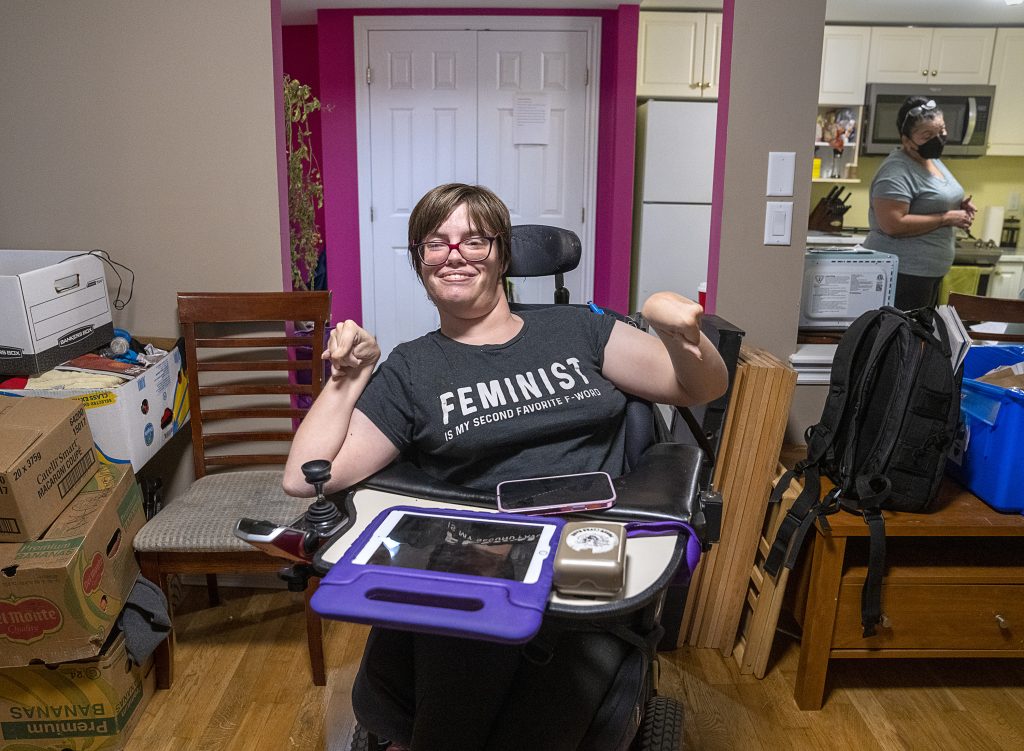 New data shows women with disabilities are more likely to be forced into homelessness because of violence or abuse.Vicky Levack, who lives with cerebral palsy, smiles as she adjusts to her new living accommodation in Halifax on Wednesday, Nov.16, 2022.